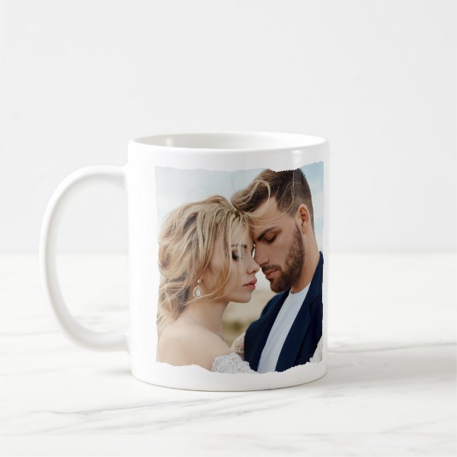 Modern photo wedding personalized Mr and Mrs Coffee Mug (Left)