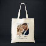 Modern photo wedding personalized mr and mrs tote bag<br><div class="desc">Modern simple torn edges burgundy effect photo wedding personalized mr and mrs</div>