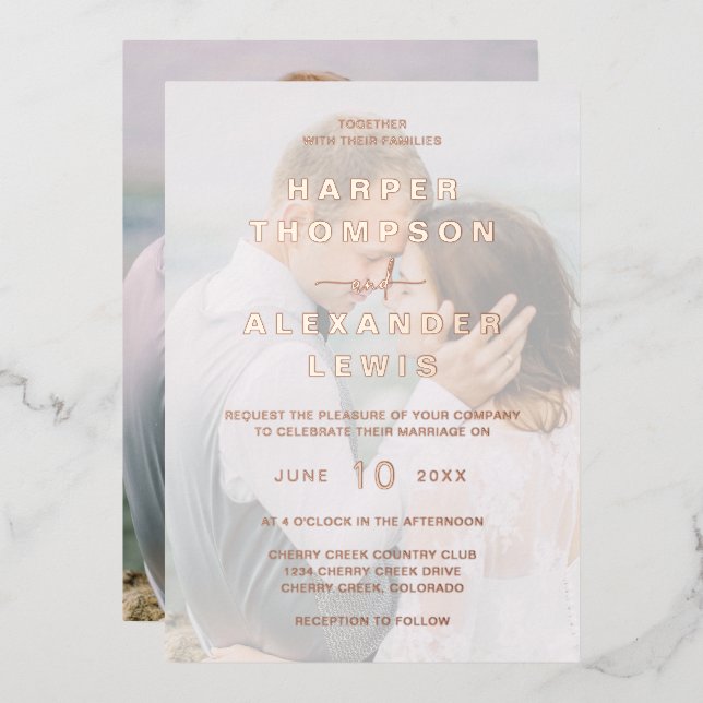 Modern Photo Wedding Rose Gold (Front/Back)