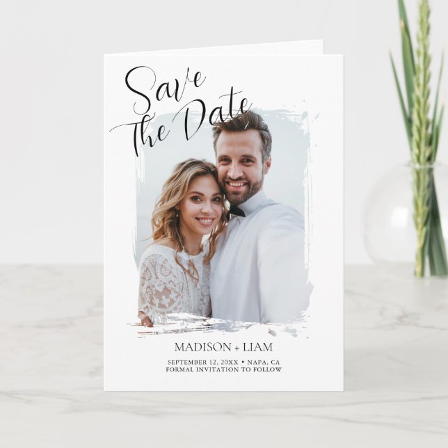 Modern Photo Wedding Save the Date Announcement (Front)