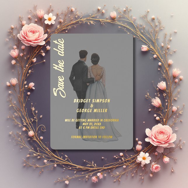 modern Photo wedding save the date Foil Invitation (Creator Uploaded)