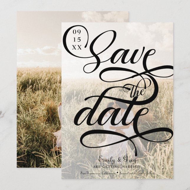 Modern Photo Wedding Save the Date Invitation (Front/Back)
