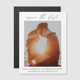 Modern Photo Wedding Save The Date Magnet in Grey