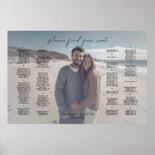 Modern photo wedding seating chart alphabetical