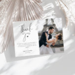 modern photo wedding thank you card<br><div class="desc">A simple black and white wedding thank you card template with a photo and a personalised thank you message to your guests.</div>