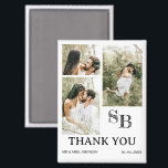 Modern Photo Wedding Thank You Magnet<br><div class="desc">Introducing the Modern Photo Wedding Thank You Magnet, a stylish and thoughtful way to express your gratitude to guests after your wedding. This magnet features a three-photo template, allowing you to showcase your favourite wedding day memories in a sleek and modern layout. The magnet also includes a customizable monogram and...</div>