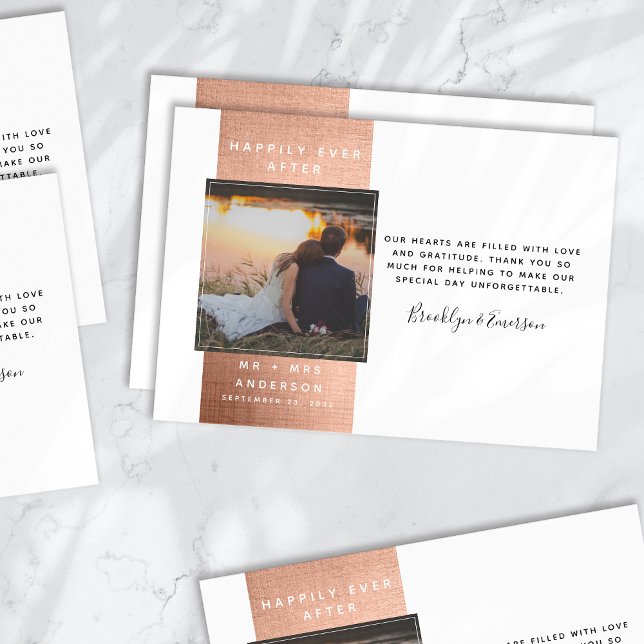 Modern Photo Wedding Thank You Note Card (Creator Uploaded)