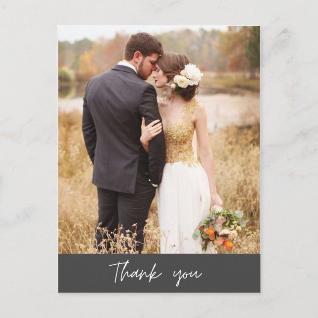 Modern Photo Wedding Thank You Postcard (Front)