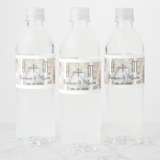 Modern Photo Wedding Water Bottle Label (Bottles)