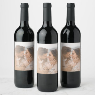 Modern Photo Wedding Wine Label