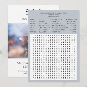 Modern Photo Wedding Word Search Save the Date- La Invitation