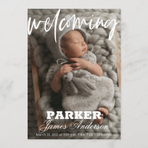 Modern Photo Welcoming Birth Announcement