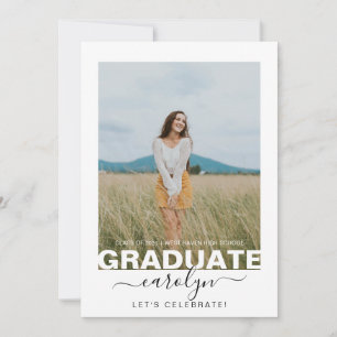 Modern Photo White Calligraphy Graduation Party Invitation