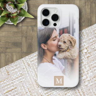 Modern Photo White Gradient Monogram iPhone 15 Pro Max Case
