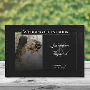 Modern Photo with Black Overlay Wedding Guest Book
