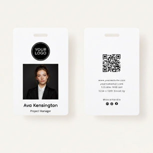 Modern Photo with Logo   Custom Employee Name Badge