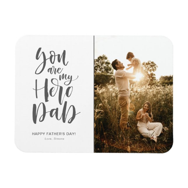 Modern Photo You are My Hero Dad Father's Day Magnet (Horizontal)