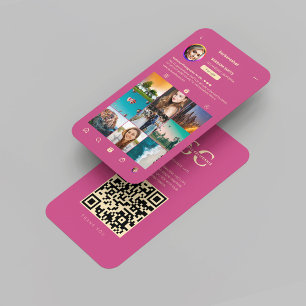 Modern Photographer Pink Gold Instagram Business Card