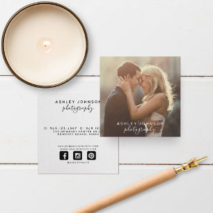 Modern Photographer Script Social Media Photo Square Business Card