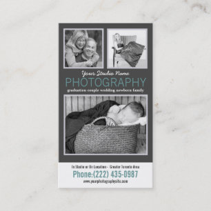 Modern Photographer with 3 Sample Photos Business Card
