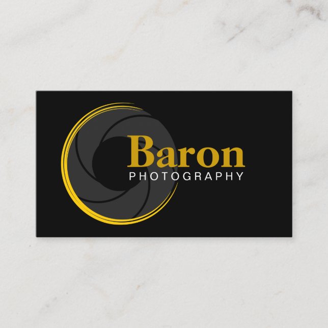 Modern Photographer Yellow Business Card (Front)