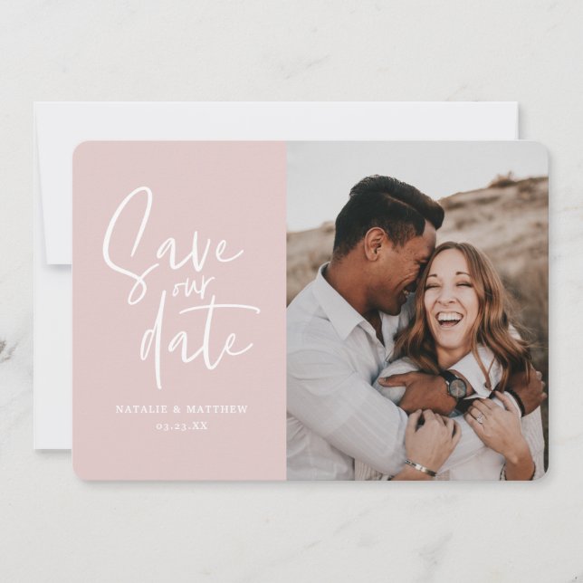 Modern photographic floral wedding save the date (Front)