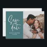 Modern photographic floral wedding save the date<br><div class="desc">Modern photographic floral photo wedding save the date. In purples,  pinks,  browns,  green and teal. Modern take on rustic wedding with script handwriting.</div>