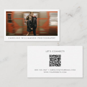 Modern Photography Business Large Photo Stylish QR Card