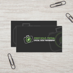 Modern Photography Green White Grey Business Card