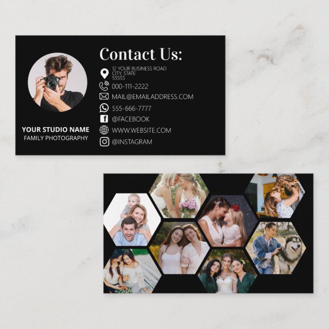 Modern Photography Marketing Camera Photographer Business Card (Front/Back)