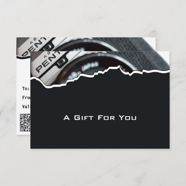 Modern Photography QR Code Gift Certificate Note C Card (Front/Back)