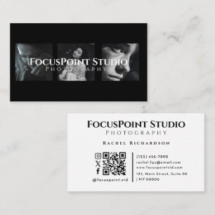 Modern Photography Sleek Black White Picture Clean Business Card