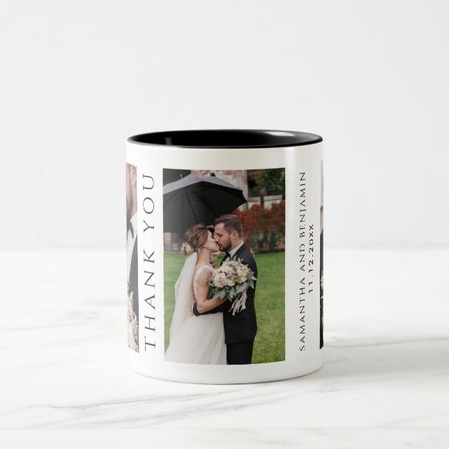 Modern Photos Wedding Thank You Two-Tone Coffee Mug (Center)