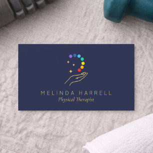 Modern Physical Therapy Bodywork Healing Hand Blue Business Card