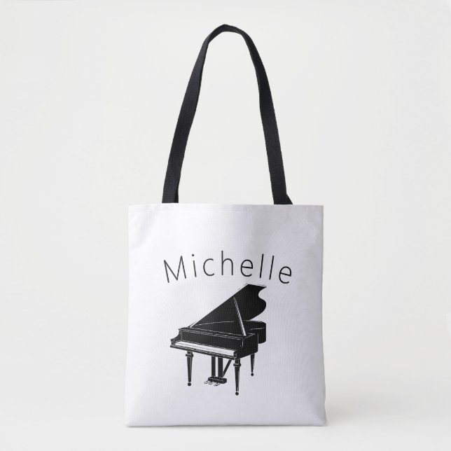 modern piano music all-over tote bag with name (Front)
