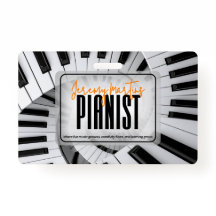 Modern Piano Spirals Black&White Orange Pianist