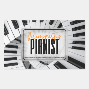 Modern Piano Spirals Black&White Orange Pianist Sticker
