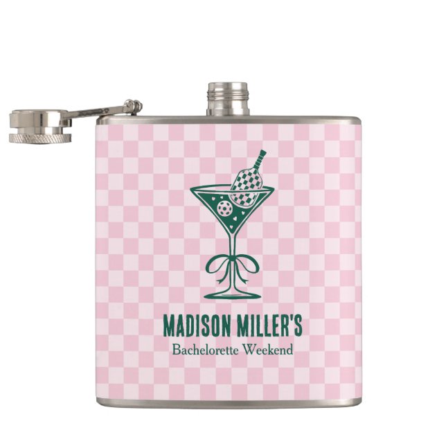 Modern Pickleball & Prosecco Bachelorette Weekend Hip Flask (Opened)
