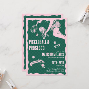 Modern Pickleball & Prosecco Bachelorette Weekend Invitation