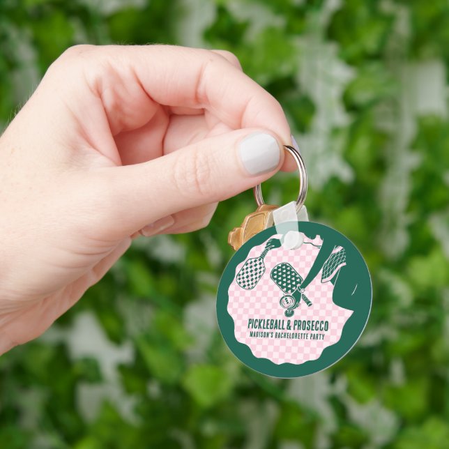 Modern Pickleball & Prosecco Bachelorette Weekend Keychain (Hand)