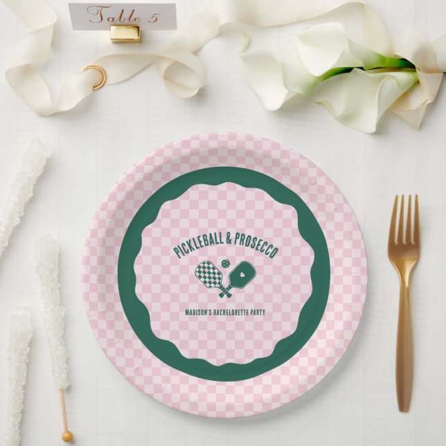 Modern Pickleball & Prosecco Bachelorette Weekend Paper Plate (Wedding)