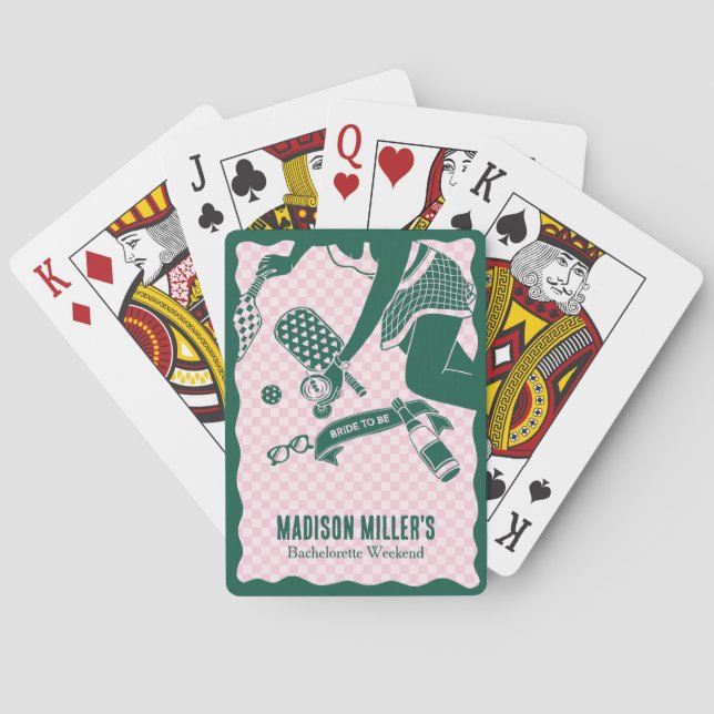 Modern Pickleball & Prosecco Bachelorette Weekend  Playing Cards (Back)