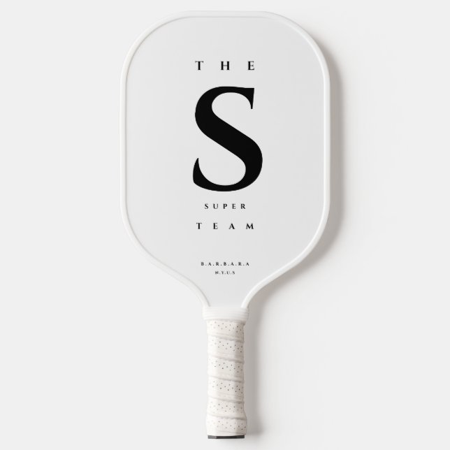 Modern Pickleball Team Pickleball Player Monogram Pickleball Paddle (Front)