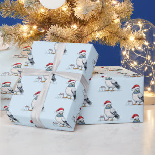 Modern Pigeon Santa Claus Christmas Wrapping Paper