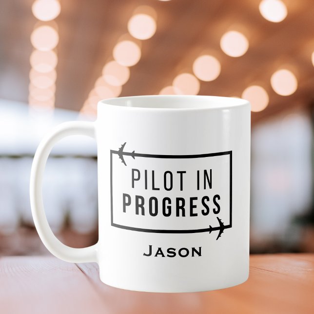 Modern Pilot in Progress & Airplane, Custom Travel Coffee Mug (Creator Uploaded)