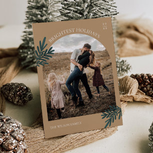 Modern Pine Christmas Photo Holiday Card