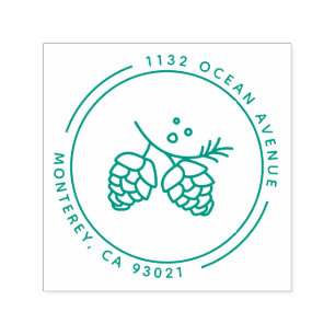 Modern Pine Cone Line Illustration Return Address Self-inking Stamp