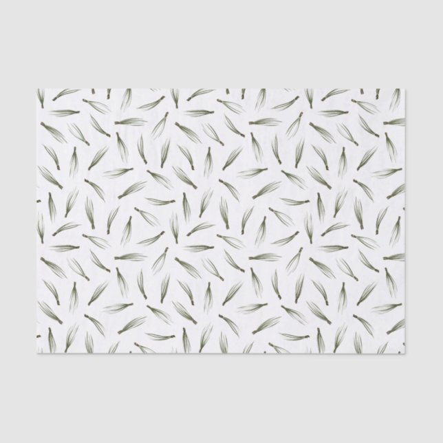 Modern Pine Needle Greenery Watercolor Christmas Tissue Paper (Front)