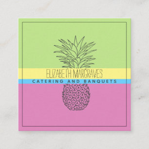Modern Pineapple Illustration Catering Chef Square Business Card