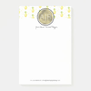 Modern Pineapple Simulated Foil Monogram Post-it Notes